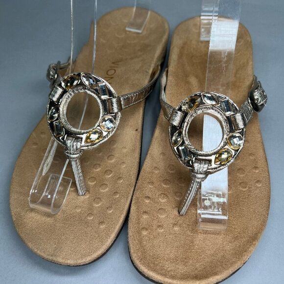 Vionic Ricci Sandals Women's Size 7 Metallic Jeweled Comfort Orthotic Flip Flops - Picture 4 of 11